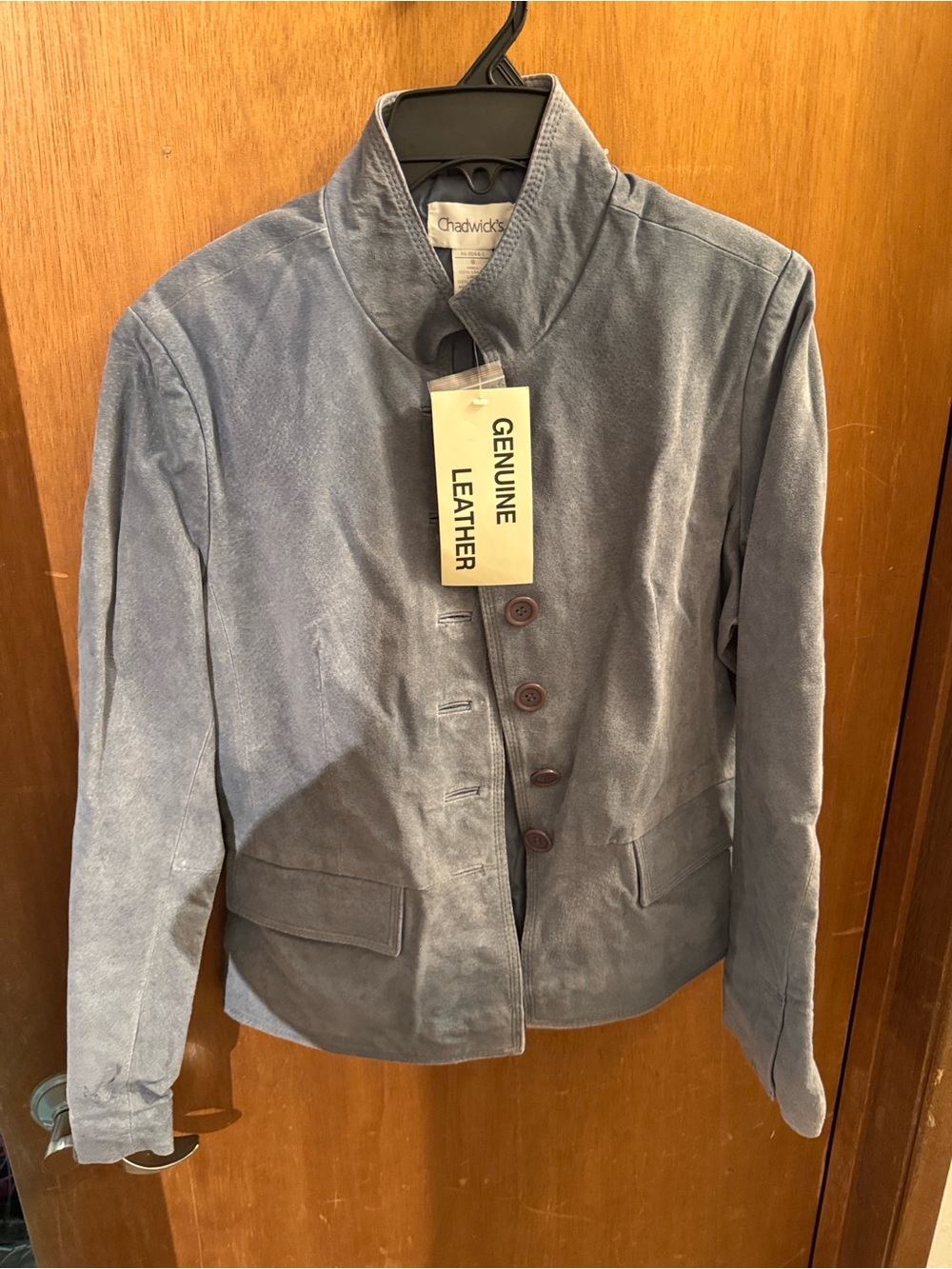 Chadwicks Slate Grey Genuine Leather Button-Front Women's Jacket